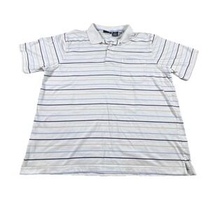 Puritan Men's Size‎ XL Short Sleeve Polo Striped White And Blue